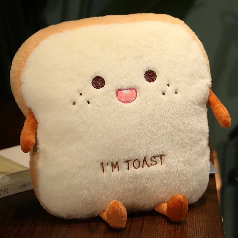 Plush Bread Pillow Cute Simulation Food Toast Soft Doll Warm Hand Pillow Cushion Home Decoration Kids Toys Birthday Gift images - 6