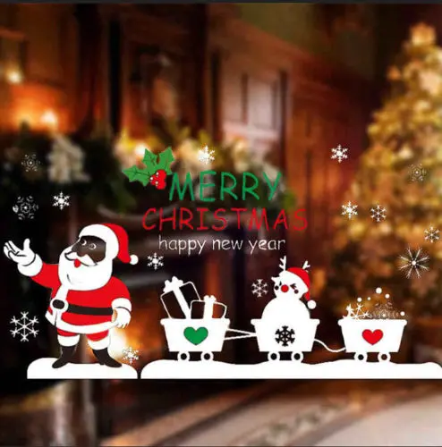 Рождественские снежинки стикеры на стену Новый год магазин наклейка стеклянное