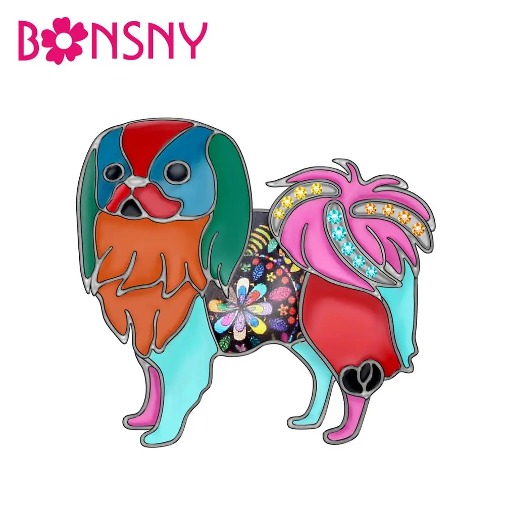 Bonsny Эмаль сплав японский подбородок собака Броши прищепки украшение для шарфа