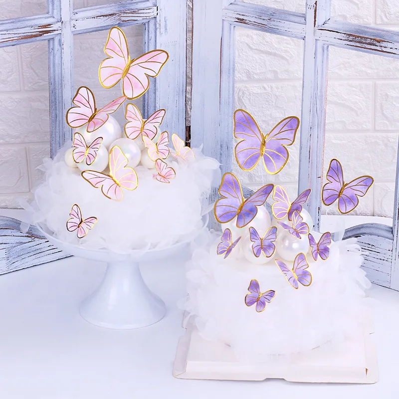 

10Pcs Paper Butterfly Cake Decoration Happy Birthday Cake Decoration Cake Topper for Wedding Birthday Party Baby Shower Supplies