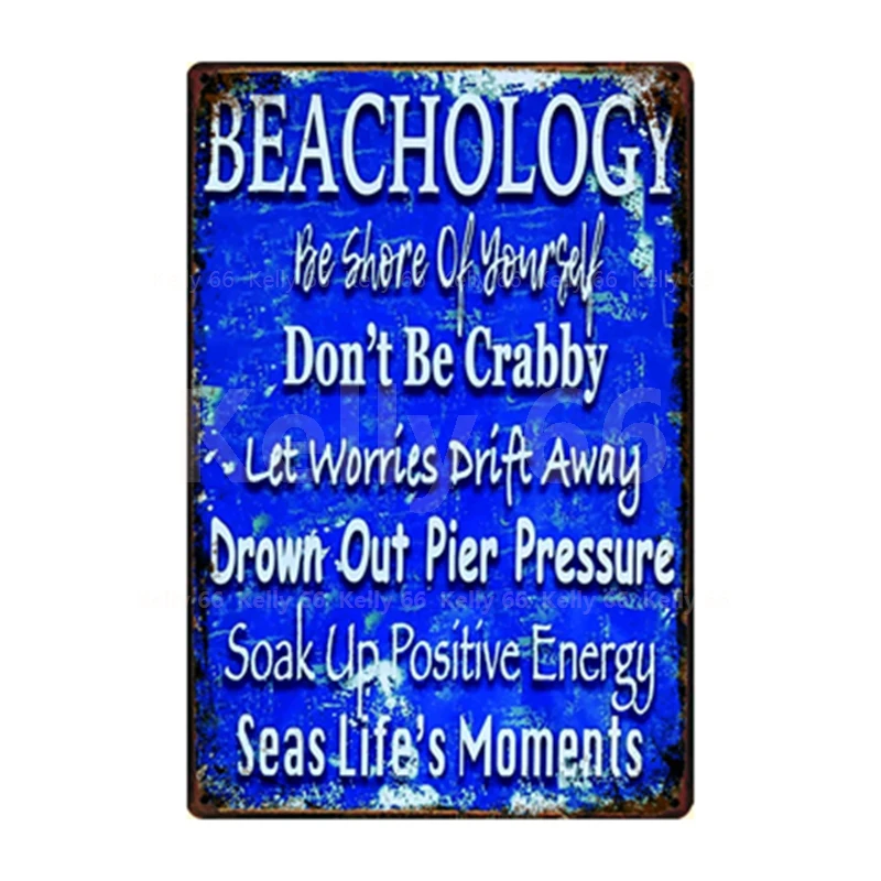 

[ Kelly66 ] Welcome Beach Bar Fisherman The Summer Party Tin Metal Sign Home Decor Bar Wall Art Painting 20*30 CM Size JT-60