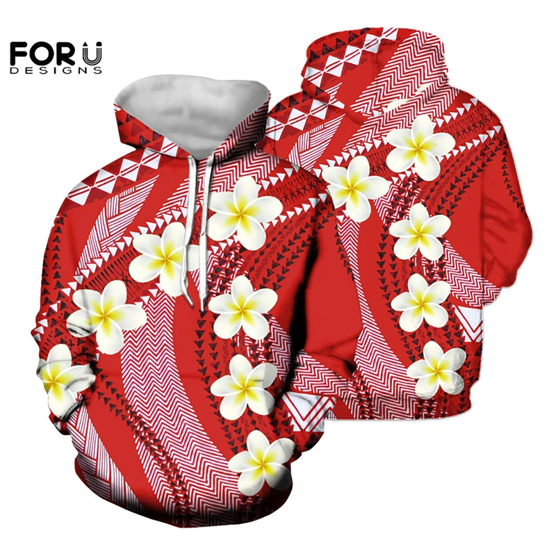 

FORUDESIGNS/женские толстовки с длинными рукавами Polynesia Plumeria, модные свитера с цветочным принтом, удобные топы для отдыха, одежда