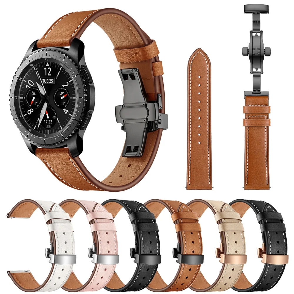 Высокое Качество Бабочка застежка кожа 22 мм ремешок для samsung Galaxy Watch 46 S3 браслет