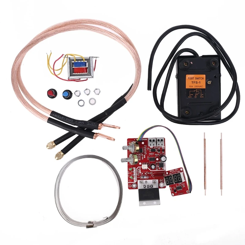 

battery spot welding machine digital display control board 100A/40A with spot welding pen, 9V transformer, metal foot pedal