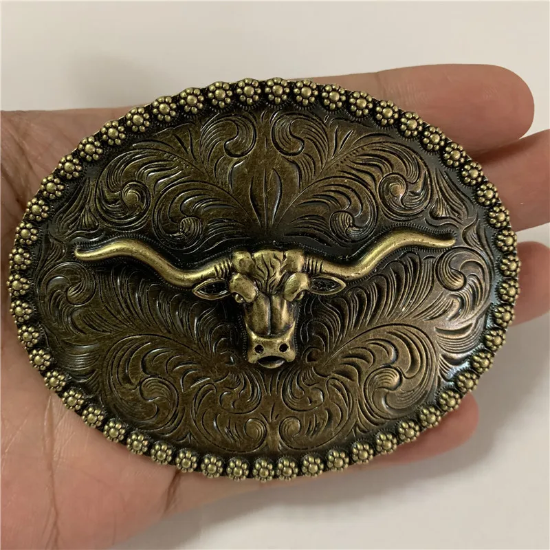 Розничная продажа Мужская овальная металлическая кружевная 3D бронзовая пряжка с