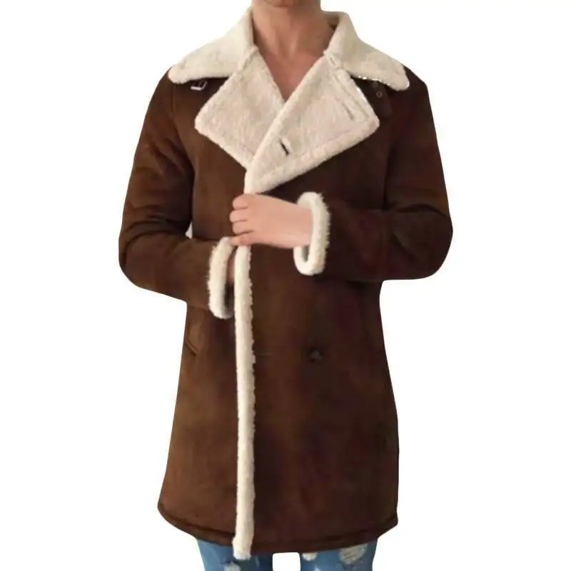 

Universal Fashion Men'ss Fleece Lapel Long Trench Parka Overcoat Jacket Winter Warm Outerwear Coat