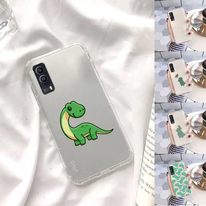 

cartoon dinosaur Phone Case Transparent For VIVO X 60 50 30 27 23 21 20 9 pro plus S i + Soft TPU Clear Mobile bags