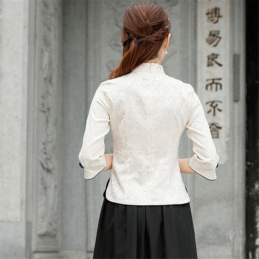 Cheongsam Топ Qipao Новинка Цветочная элегантная традиционная китайская одежда для женщин китайские рубашки платье свадебное Vestidos Tang