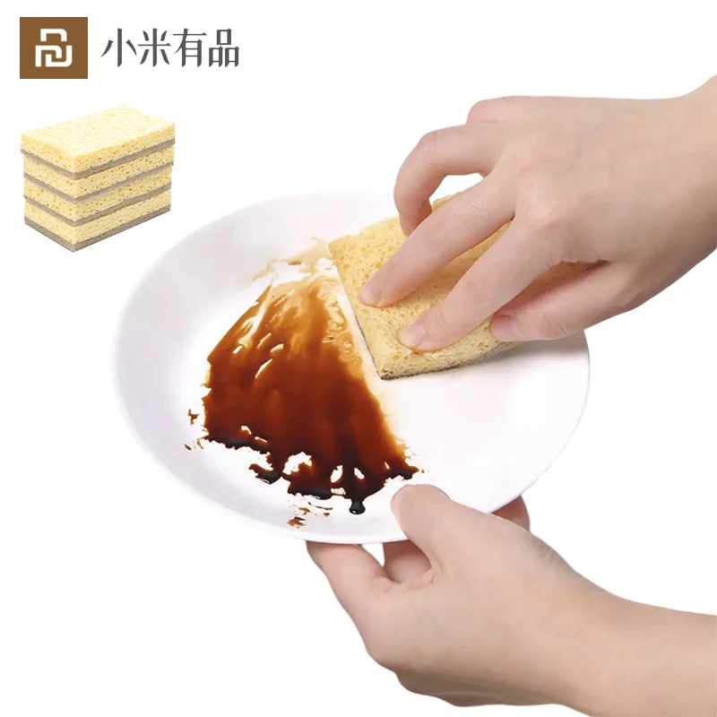 

YouPin Natural Wood Pulp Cotton Dishwashing Brush Kitchen Cleaning Cloth Cleaning Sponge Strong Water Absorption Non Stick Oil