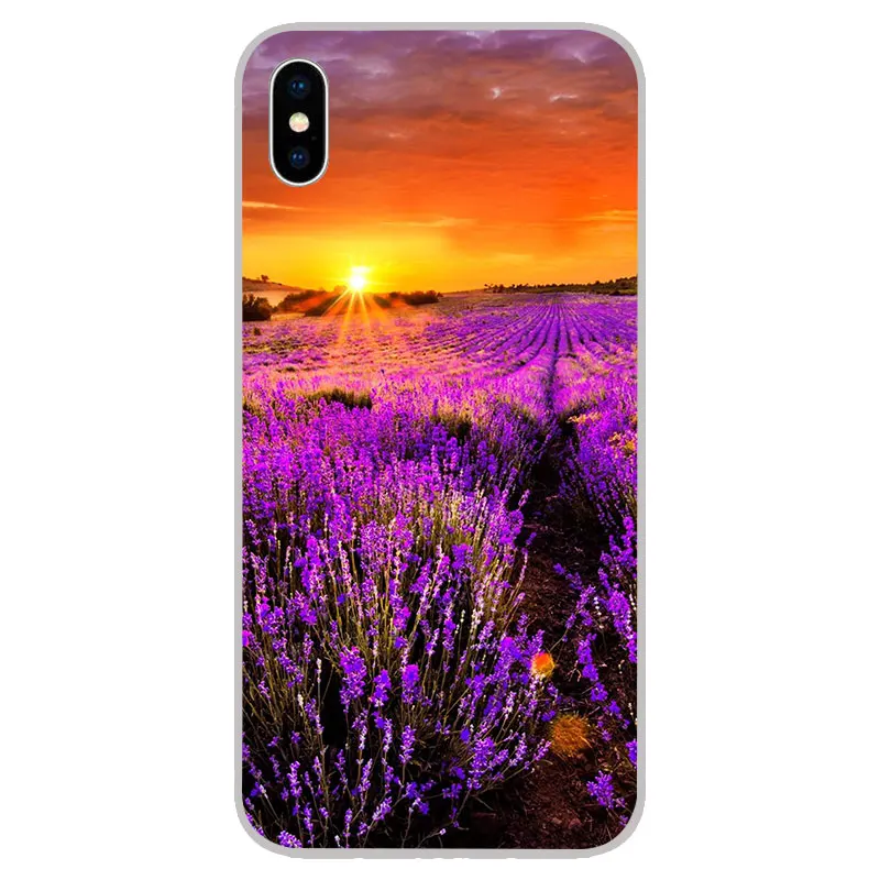 Мягкие силиконовые чехлы из ТПУ с фиолетовыми цветами для iPhone 11 Pro XS Max X XR 8 7 6S Plus 5s