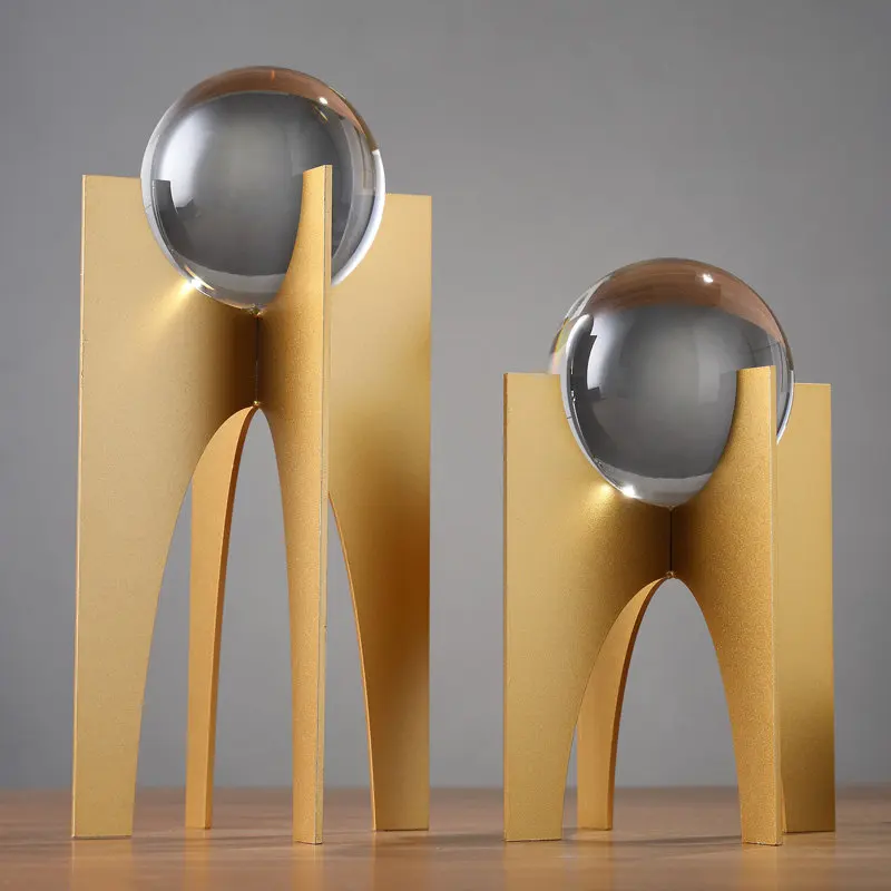

SIMPLE MODERN CRYSTAL BALL METAL ORNAMENT ART TV CABINET OFFICE DESKTOP FURNISHING CRAFTS HOME LIVINGROOM TABLE FIGURINES CRAFTS