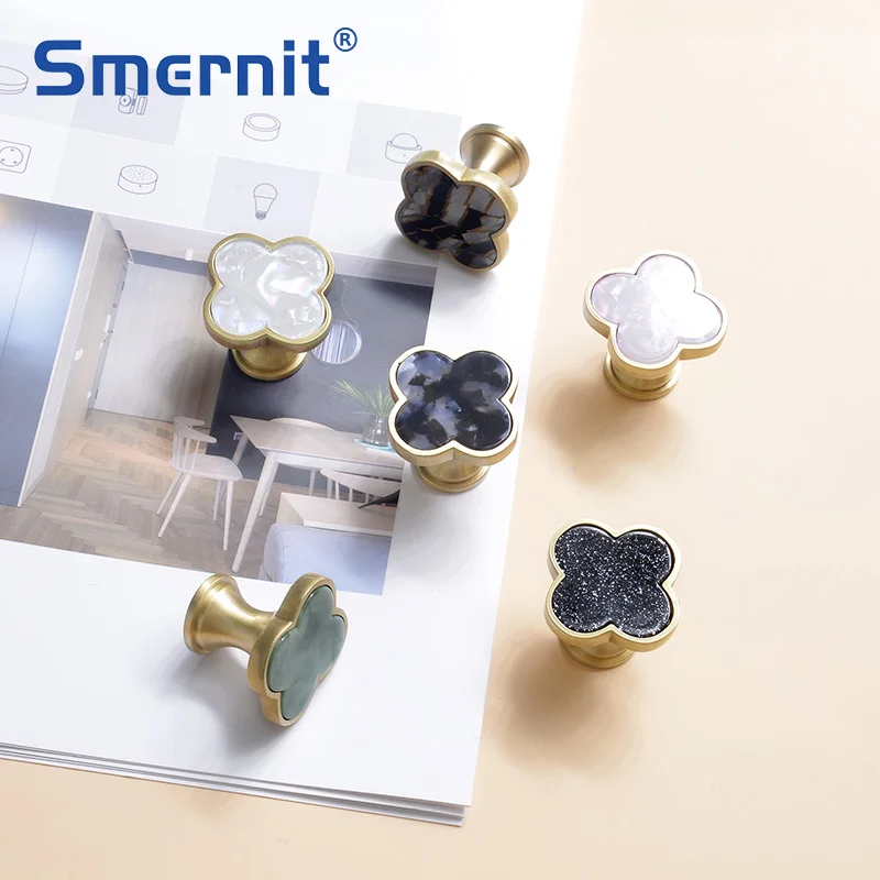 Четырехлистный клевер латунные мебельные ручки европейские дверные и для шкафа