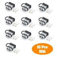 10 pcs 50a 600v 6 12awg plug connectors for anderson style with dust cap cover lips silver plated solid copper terminals plug