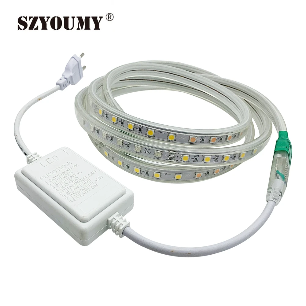 SZYOUMY 5050 60 светодиодный/M RGB 220V 110V светодиодный Скачки полосы
