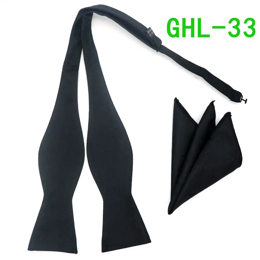 GHL 33 GHL17-36 полосатый шёлковый жаккардовый тканый Для мужчин бабочка самостоятельно регулируемый галстук-бабочка Карманный платок носовой платок костюм для свадебного торжества - Цвет: GHL 33