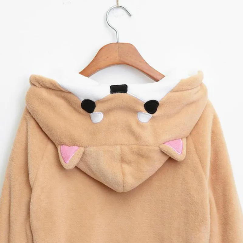 

Husky&Shiba Inu Ear and Tail Hoodie Sweatshirt Autumn Winter Women Fashion Casual Plush Pullovers Kangaroo Pocket Jumpers Tops