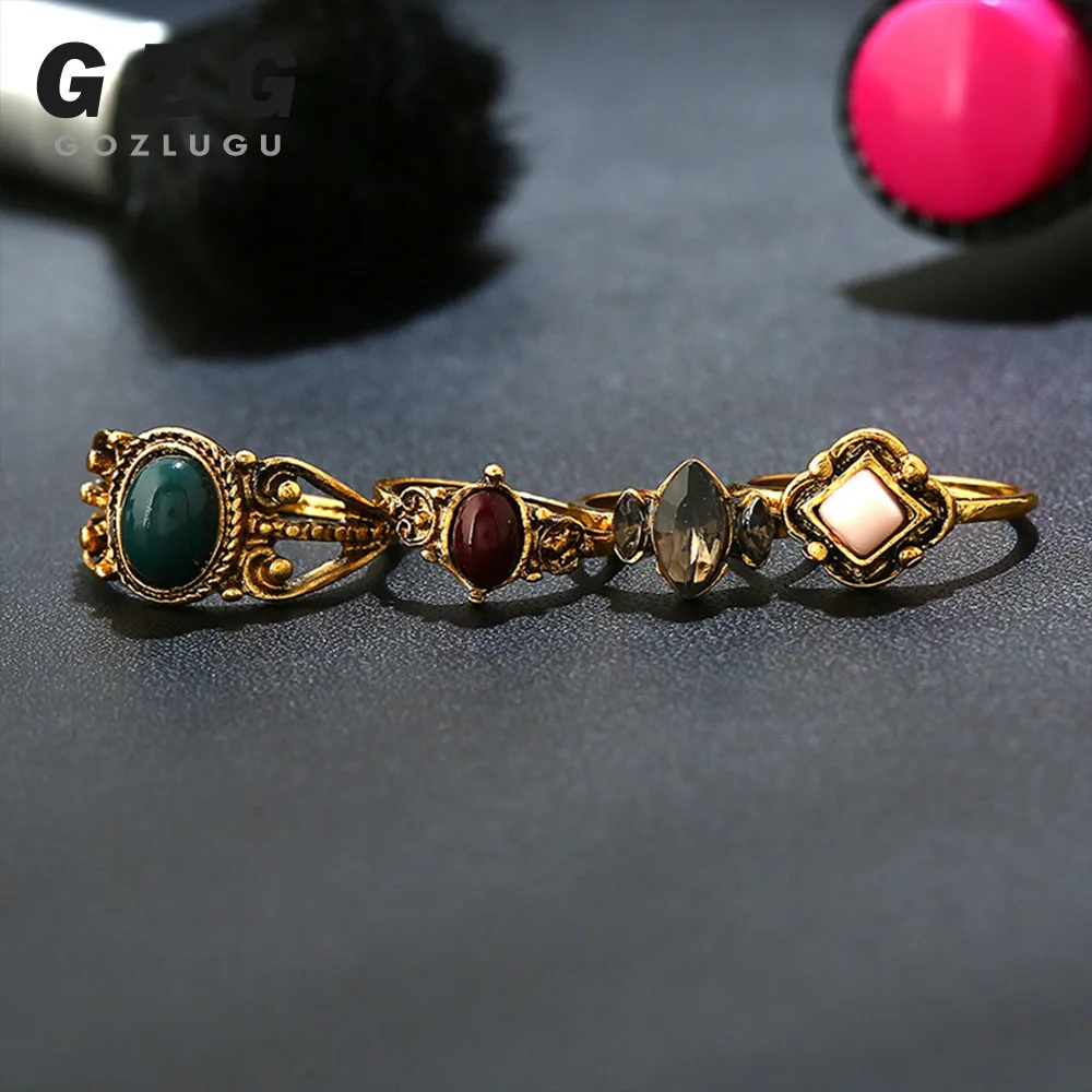 Богемные 4 шт./компл. винтажные женские кольца для женщин|Кольца| |