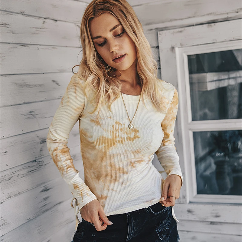 

Plus Size Long Sleeve Women Tshirts 2020 Summer Print Elegant Skinny Tops for Women