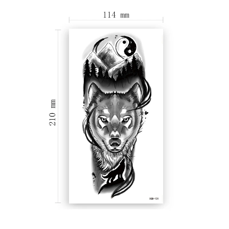

Mountain Forest Waterproof Temporary Tattoo Sticker Black Wolf Animal Tai Chi Fake Tattoos Flash Tatoos Arm Body Art Women Men