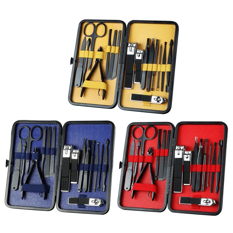 

Y1UF 16 шт. маникюрные резаки, машинка для стрижки ногтей, дорожный набор для удаления кутикулы, Дорожный комплект