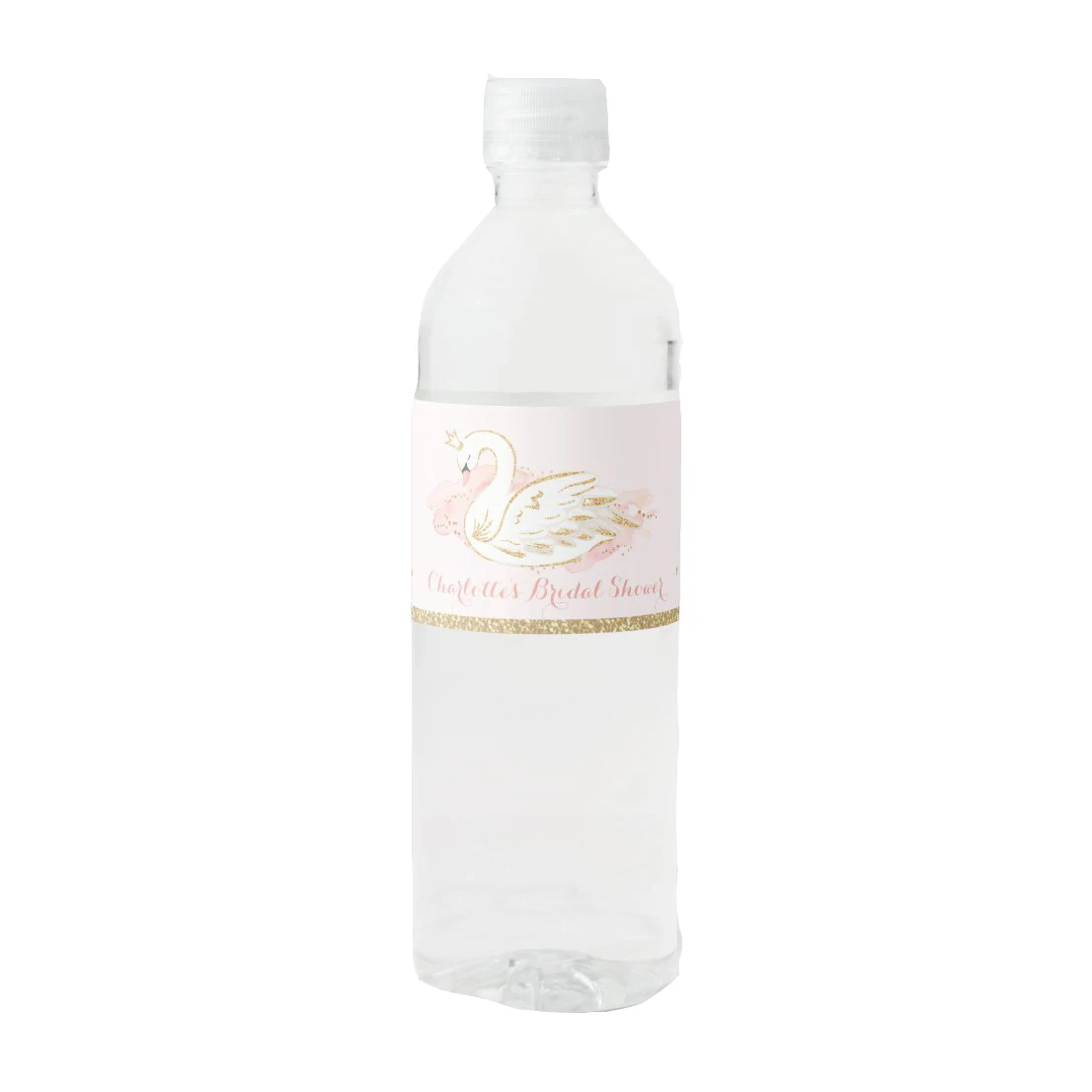 Custom Floral Swan Princess Baby Shower Birthday Decor Water Bottle Label Birthday Party Christening Baptisn
