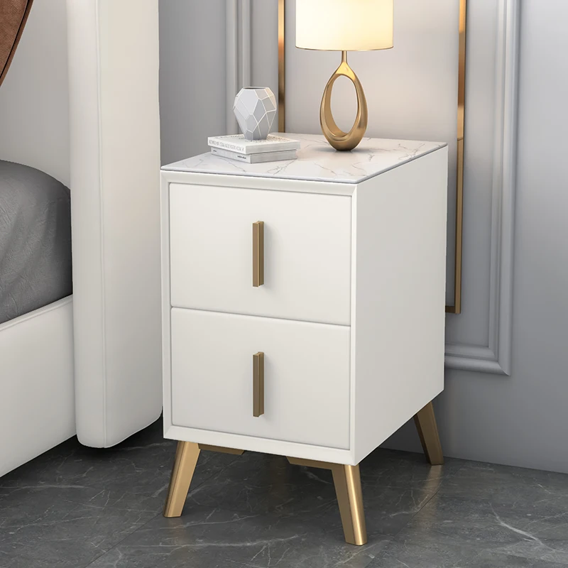 

2021 Modern Simple Bedside Table Solid Wood Stone Plate Bedroom Small