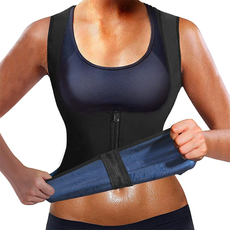 target shapewear Women Sauna Sweat Vest Hot Polymer Corset Waist Trainer Sauna Suit Tank Top Zipper Weight Loss Body Shaper Thermo Workout Shirt best shapewear