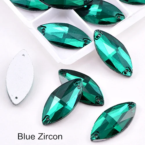 Blue Zircon Многие Цвета лошадиный глаз пришить стразы маркиза, головастой формы лист с украшением в виде кристаллов Стекло пришить стразы свадебное платье Y1651 - Цвет: Blue Zircon