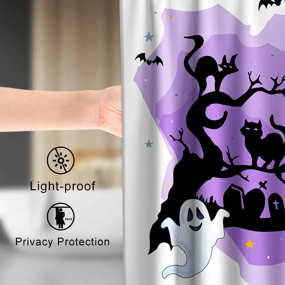 Хэллоуин тема ткань Душ наборы занавесок ванная комната причудливый Кот и Тыква