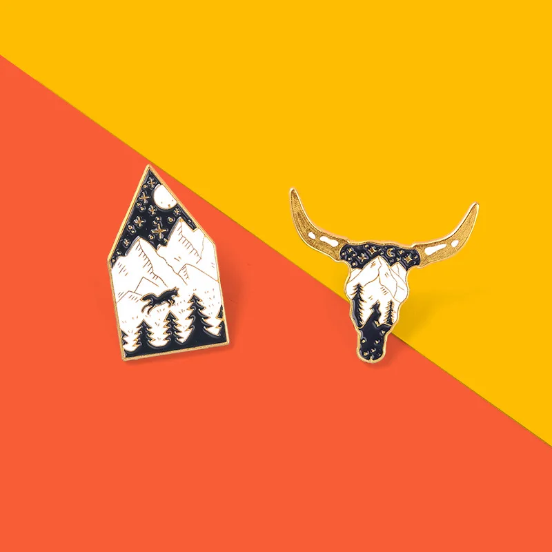 Эмалированные булавки с булавкой в виде Головы Быка брошь естественным ночным