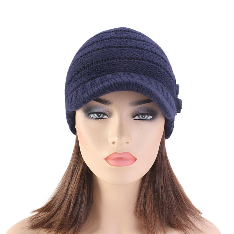 

Winter Hoed Dames Women Floral Flower Stretchy Knit Visor Hat Cap Warm For Autumn Winter Outdoor שטריימל כובע Viseira Turbante
