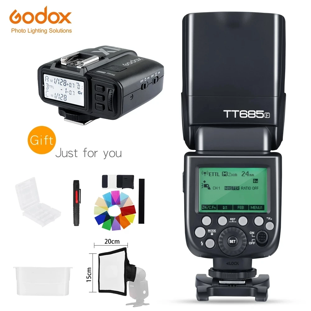 

In Stock Godox TT685F + X1T-F Trigger 2.4G HSS 1/8000s TTL II GN60 Camera Flash Speedlite for Fujifilm + 5 Gift Kit