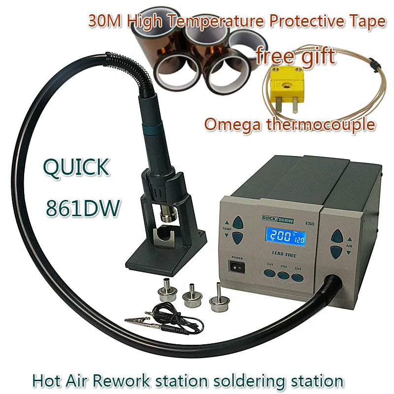 

BGA Rework Station QUICK 861DW Hot Air Soldering Repairing Digital Solder Iron Desoldering Gun Welder