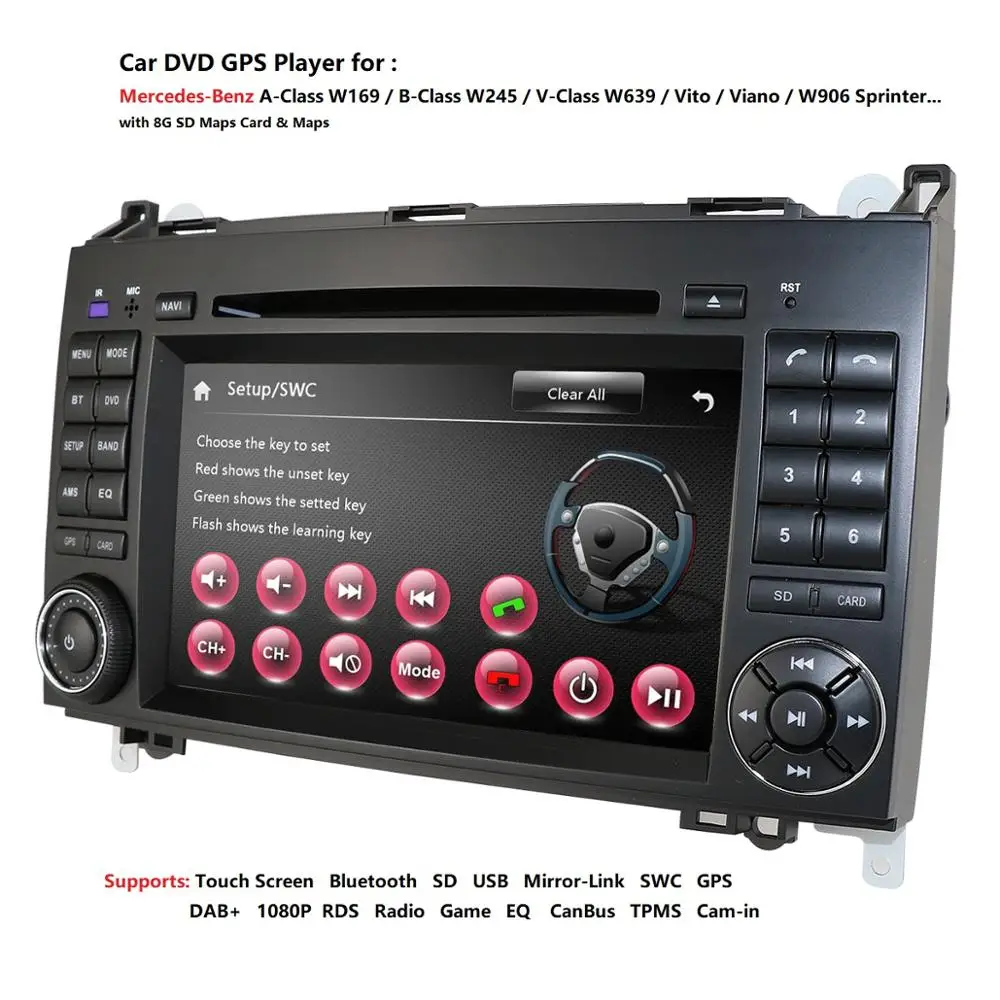 2din Авто Радио DVD мультимедиа для Mercedes Benz B200 A B класс W169 W245 Viano Vito W639 Sprinter W906 навигация gps USB
