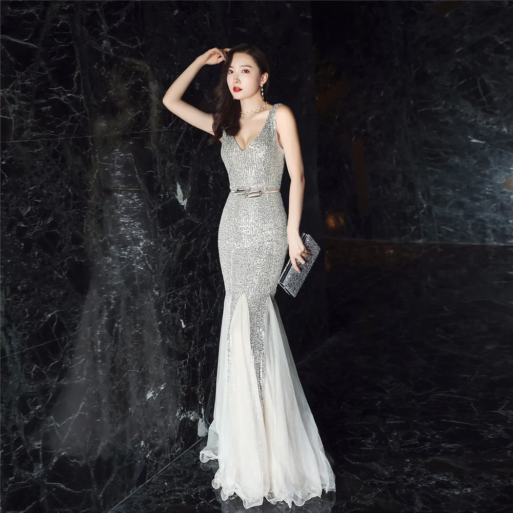 AE478 Robe De Soiree сексуальные с v образным вырезом Длинные элегантные вечерние платья