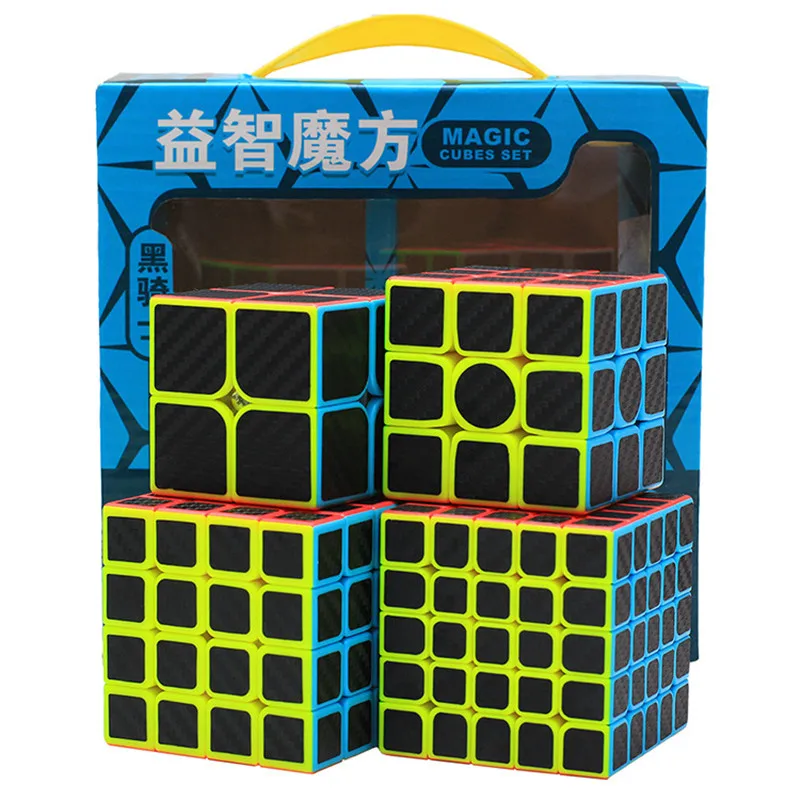 Zcube углеродное волокно черный рыцарь набор Подарочная коробка 2x2 3x3 4x4 5x5 Пирамида