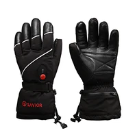winter battery heated motorcycle gloves goat skin leather 3 shift temperature control waterproof electric heated gloves shgs15