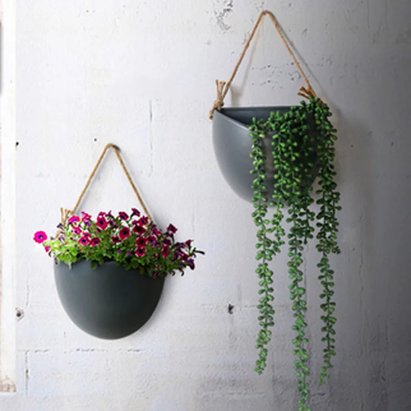 

Nordic ceramic flower pendant decoration creative wall hanging hydroponic simple hanging basket wall hanging simulation flower