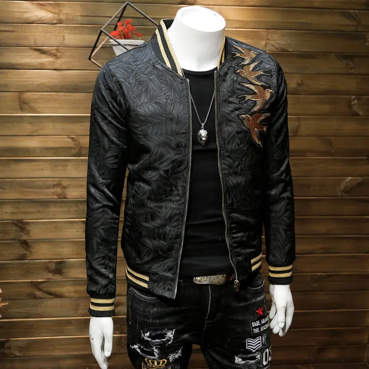 

Embroidered Jacket Men's Youth Self-cultivation Stand-up Collar Trendy Brand Fashion Men's Casual Jacket European Station Trend