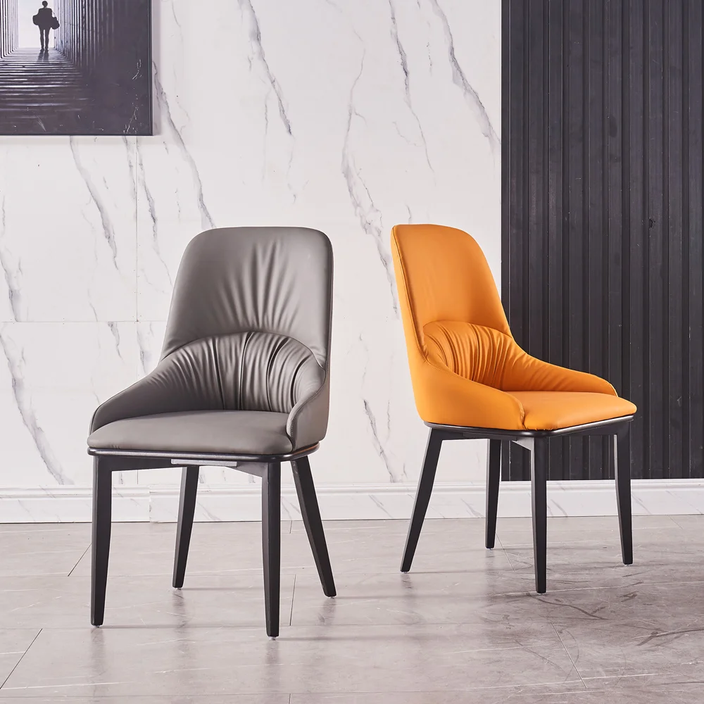 

Modern Design Leather Orange Grey Dining Chair Sets of 6 Chairs