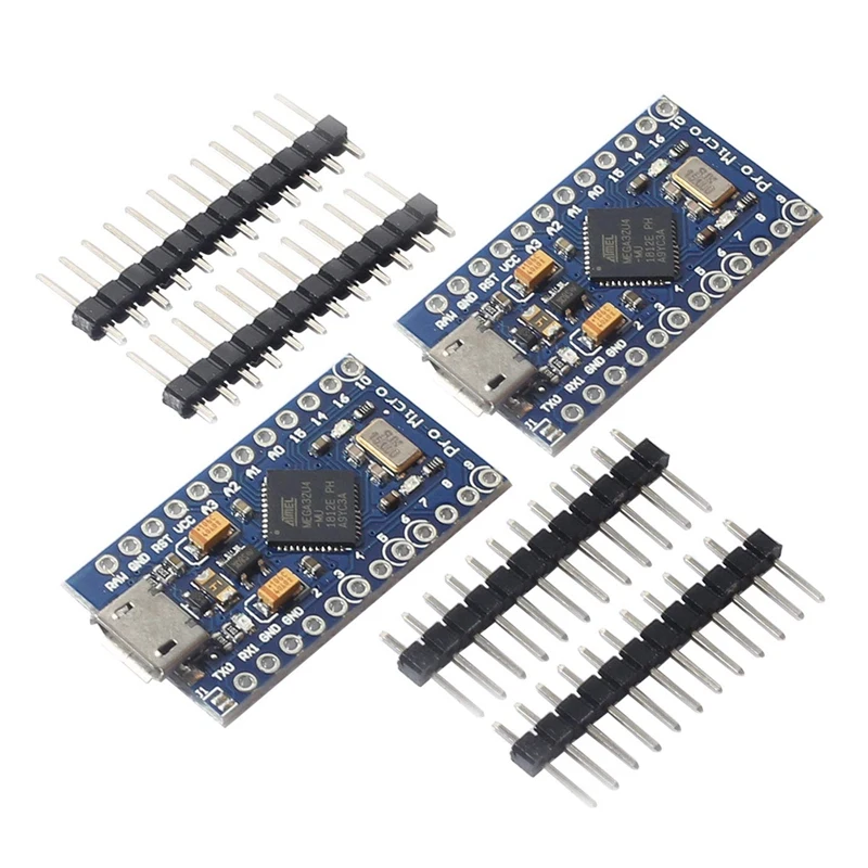 

2 Pcs Pro Micro-ATmega32U4 5V 16MHz Micro-USB Development Module Board with 2 Row Pin Header for Arduino Leonardo