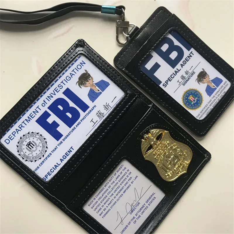 Чехол для документов с металлическим значком FBI Detective Conan Kudou Shinichi косплея чехол