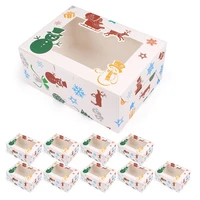896a 10pcs christmas cookie box candy gift boxes bags egg tart muffin food packaging box xmas party kids gift new year
