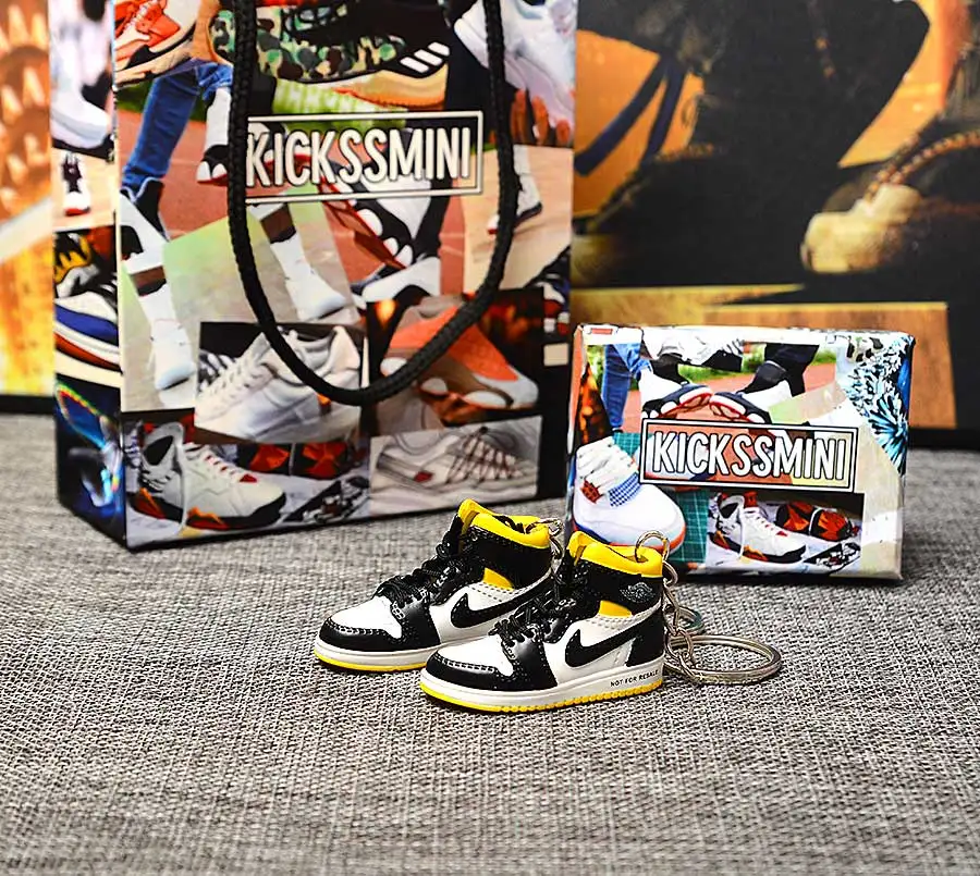 a pair w metal ring Персональный DIY Jordan Generation AIR JORDAN 1 chicago 3D кроссовок фигурный брелок сумка Подвеска парный брелок - Цвет: a pair w metal ring