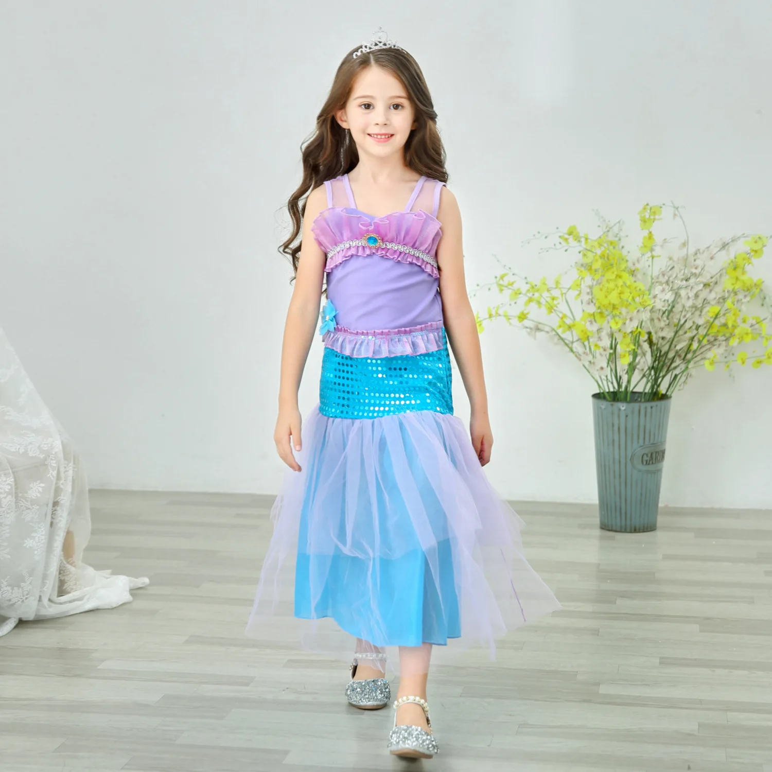 

Girl Princess Dress Mermaid Girl Ariel Dress Halloween Fancy Costume Kids Baby Girl Carnival Birthday Party Clothes 3-10 Years