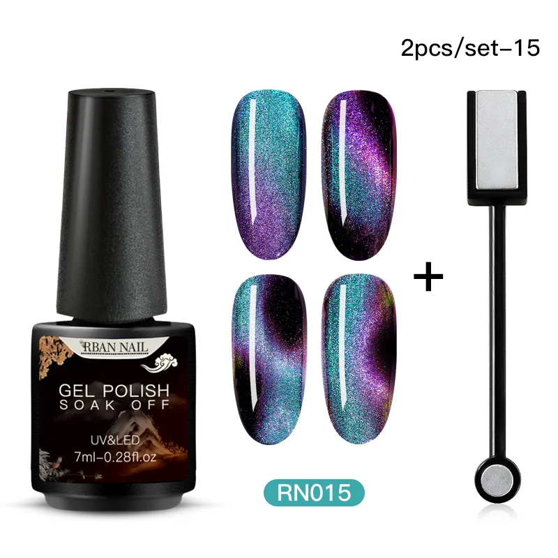 ZH06114 RBAN NAIL 5D/7D Хамелеон для использования с магнитом кошачий глаз Гель-лак для ногтей замачиваемый Гель-лак долговечный лазерный Сияющий УФ светодиодный лак для ногтей - Цвет: ZH06114