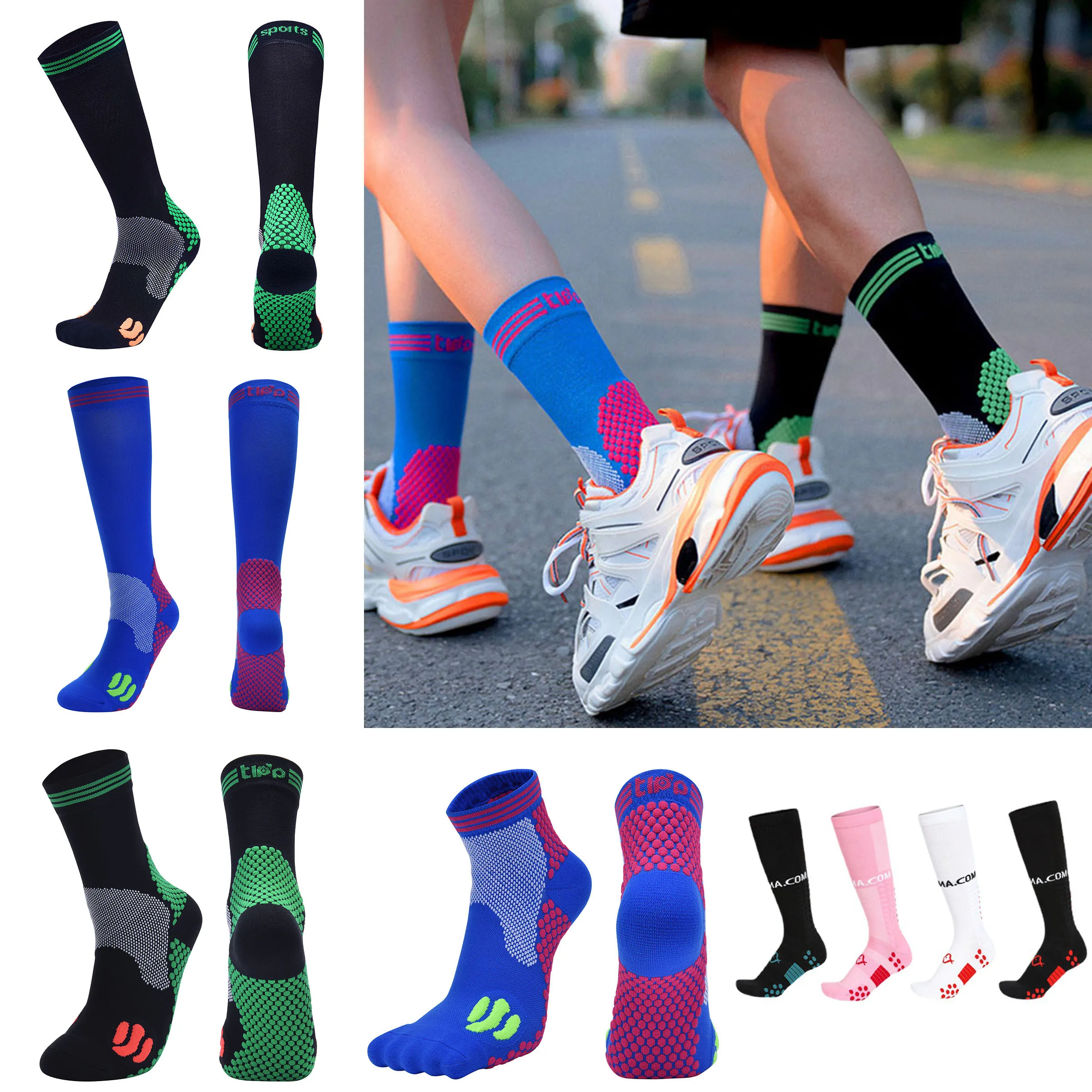

Professionl Men Compression Socks Breathable Running Sports Socks 20-30mmHg Outdoor Shockproof Marathon Women Cycling Socks