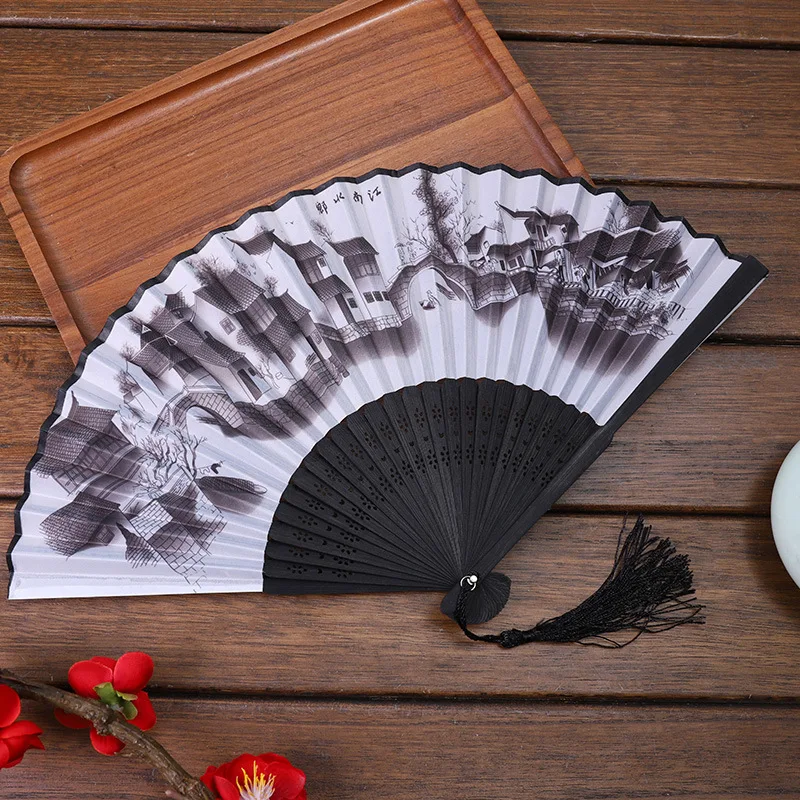 

Китайский Шелковый веер в японском стиле, складной веер, свадебные подарки, танцевальный Ручной Веер, винтажный бамбуковый складной веер с ...