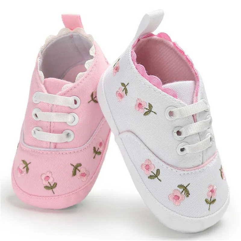 

0-18M Baby Shoes Girl Embroidery Flower Soft Sole Crib Shoes Toddler Summer Autumn Princess First Walkers Kid Causal Shoes