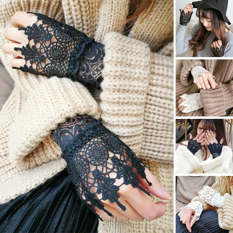 Новинка поддельные Кружевные Полые манжеты ювелирные изделия свитер